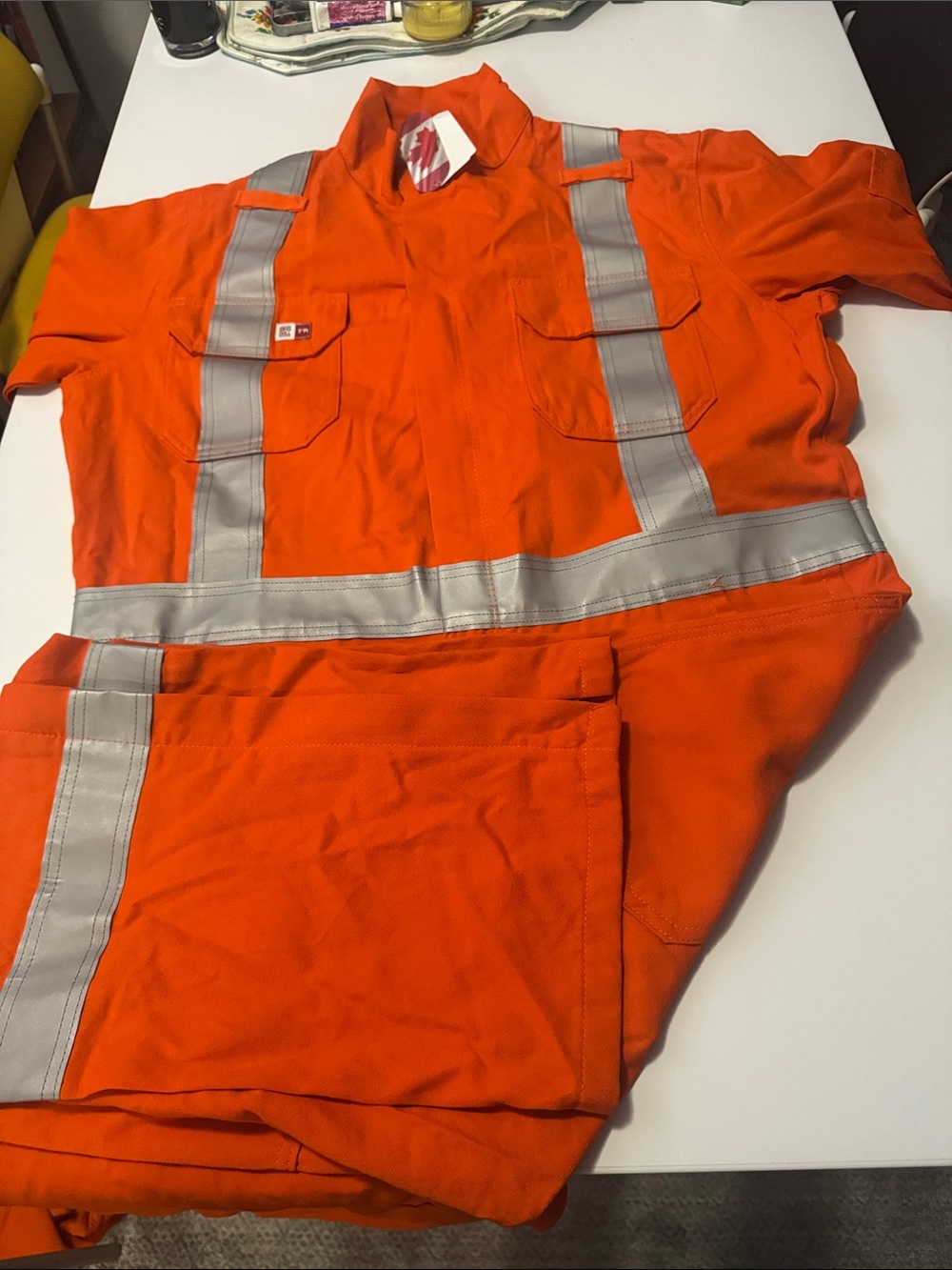 High-Visibility Orange Men's Safety Sweater with Reflective Stripes